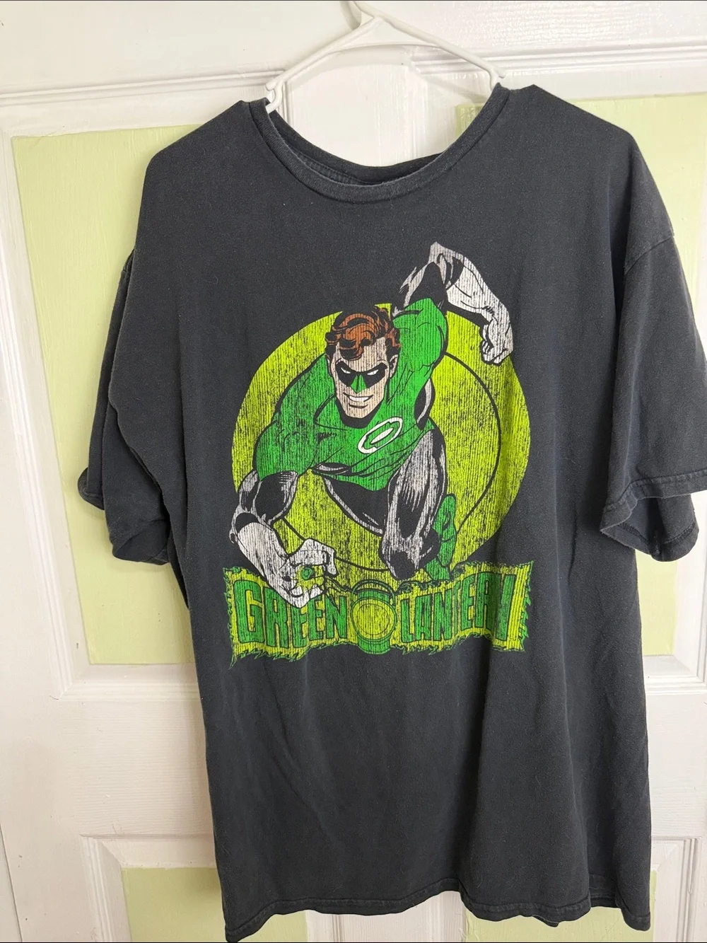 (2356) DC Comics Black Green Lantern Graphic Tee - Black and Green, Size: XL
